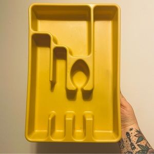 Vintage 1970’s  Rubbermaid Flateware Drawer Organizer in Muted Yellow